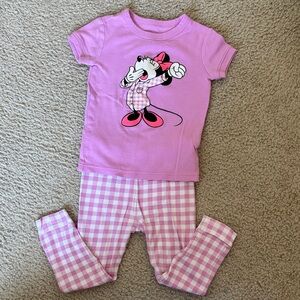 Baby GAP Pink Checkered Minnie Mouse Kids Pajama Set
